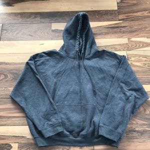 Gray hooded sweatshirt